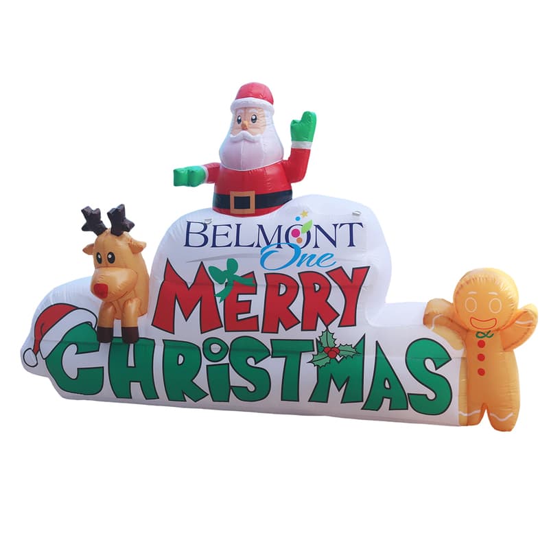 Commercial Merry Christmas Inflatable Banner with Santa